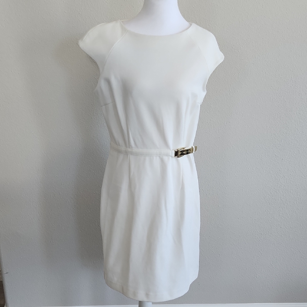 Jennifer Lopez Cream Belted Mini Dress